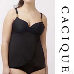 Cacique Lane Bryant Balconette Swim Black Tankini
Gold Hardware Built in Bra 42C